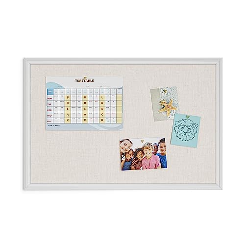 U Brands White Cork Board 20 x 30, Framed Linen Bulletin Board, Pin Board