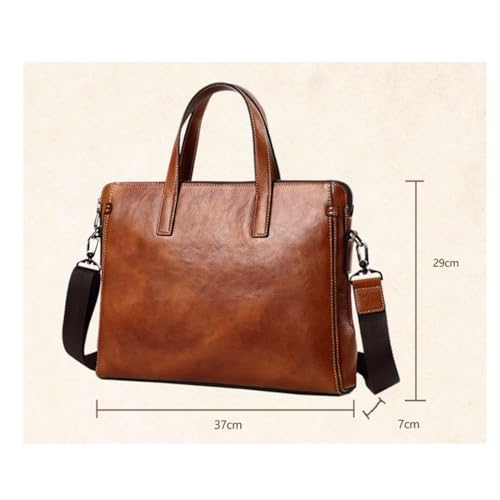 STBTOO Briefcases Men's Genuine Leather Shoulder Bags Handbags Messenger Bags Luggage Bags Laptop Bags(Brown)