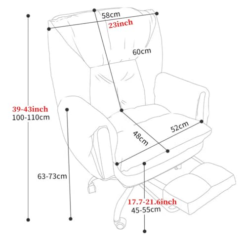 Reclining Executive Office Chairs, Computer Chair Gaming With Back Support Ergonomic Recliner Home Office Desk Chair For Women, Big Tall Managerial Executive Chair With Wheels(/Light Gray,With foot re