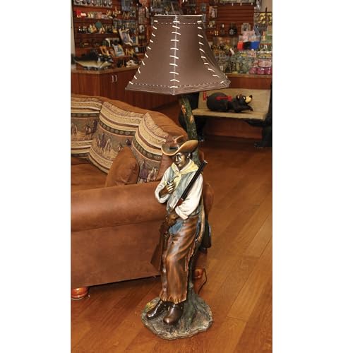Rivers Edge Products Rustic Cowboy Floor Lamp, 64 Inch Tall, Hand Painted Poly Resin, Rustic Home Decor and Unique Room Decor for Living Room or Bedroom, 100 Watt Bulb, Western Cowboy