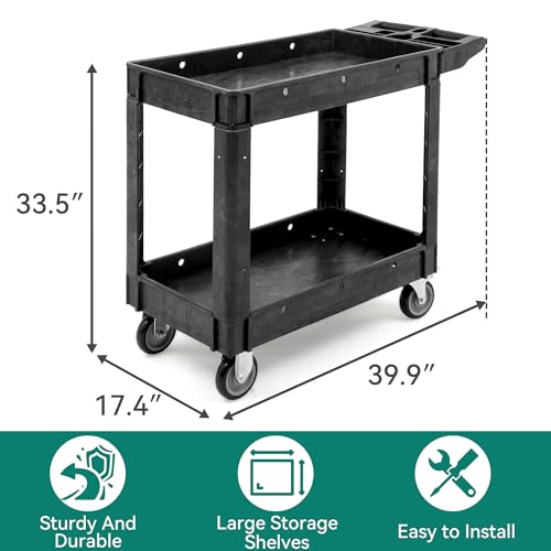 YITAHOME Black Utility Cart on Wheels, 550 lbs Capacity, 40 x 17 Inch