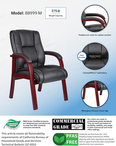 Boss Office Products Mid Back Wood Finished Guest Chair, Mahogany (B8999-M)