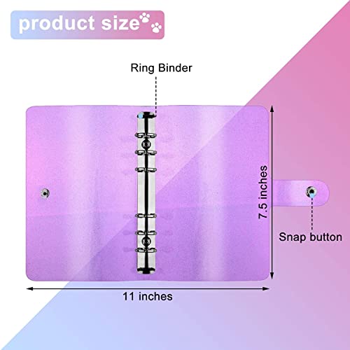QERTYHKK 3 Pieces A6 PVC 6- Binder Notebook Cover with Snap Button Closure Loose Leaf Folder for Journal Planner Office Stationery