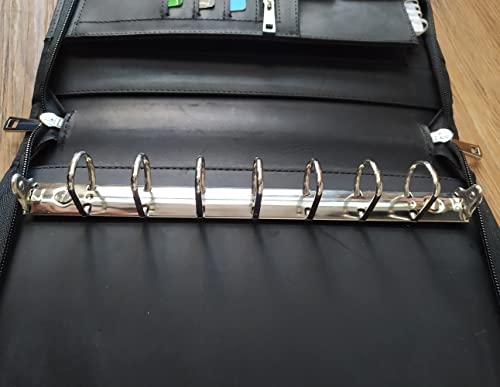 7-Ring Zippered Checkbook Binder for Business Checks - Premium Leather Portfolio Holds 600 Checks (9"x13") - Personalized Name/Logo for Men & Women