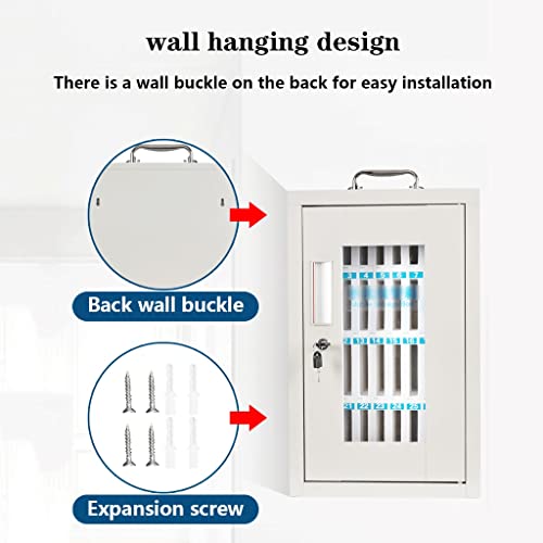 24/36 Bit Pocket Chart Cell Phones Storage Cabinet Wall Mounted Cell Phone Organizer Storage Locker Box with Safety Lock and Handle for Classroom Office (Color : Silver, Size : 36)