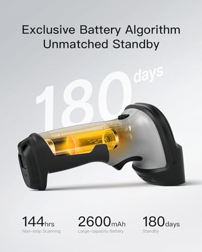 Inateck 1D Bluetooth Barcode Scanner, 2600mAh Battery, 115FT Range, BCST-70