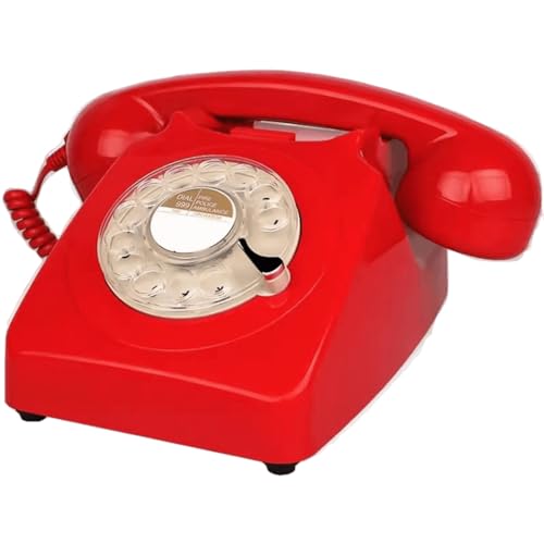 QUANGJN Retro Rotary Dial Phone, 1980'S Vintage Corded Phone, Antique Landline Telephone for Home/Office,Red