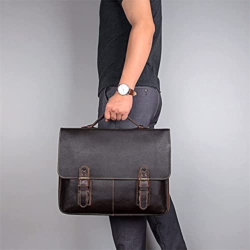 XIXIDIAN Men's Leather Messenger Bag, 15.6 Inches Laptop Briefcase Business Satchel Computer Handbag Shoulder Bag for Men (Size:38x12x30cm) (Color : Brown)