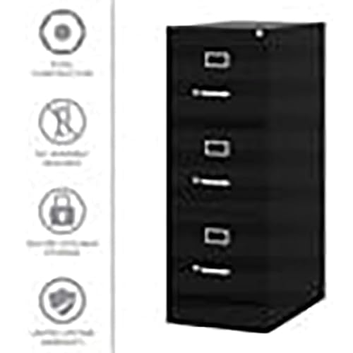 Pemberly Row 22" 3-Drawer Traditional Vertical Metal Filing Cabinet in Black, Lockable, Sturdy Steel Construction, Office or Home Use, Durable and Secure Letter Size Storage