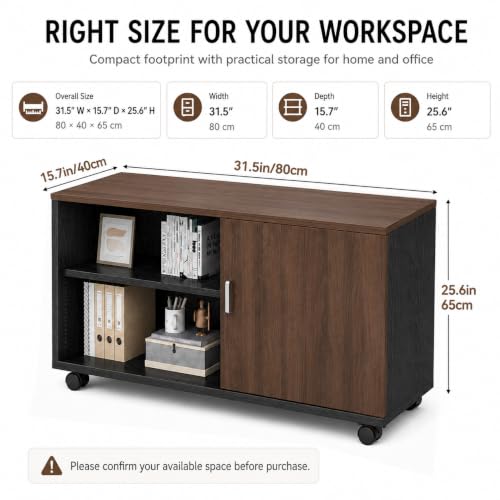 ORNDSDM 31.5" Rolling Printer Stand with Storage, White Printer Cabinet