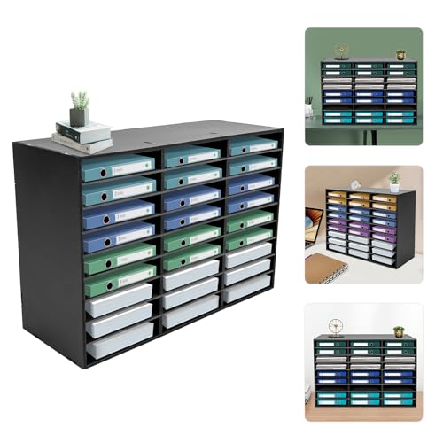 MhdunueSK Mail Sorter Organizer, Black Mailbox for Classroom, 27 Compartments Literature Organizer, Desktop File Sorter, Paper Organizer for Home School Office (27 Slots Black)