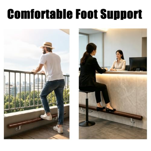 Wooden Foot Rail for Kitchen Island, Bar Footrest Railing