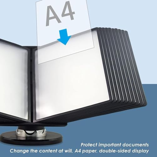 PAUANI Desktop Reference System - Wall Mount Reference Organizer, 20 Display Pockets, Metal Desktop Document Holder Adjustable Desk Flip File Holder, for Office/Home Display and Storage A4 Documents