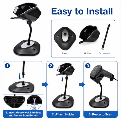 Chanjunovire Barcode Scanner Stand Holder Compatible with Zebra Symbol DS2208 DS2278 DS4308 DS4608 DS8108, Adjustable Desktop Scanner Holder for Hands-Free Scanning. (1pcs)