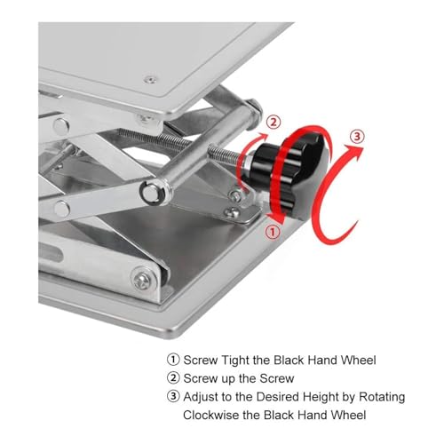 Mini Lifting Table 1pcs Lab Scissors Jack Stainless Steel Laboratory Support Platform Lift Stand Table Expandable Height Carpentry Tools(20cmx20cm)