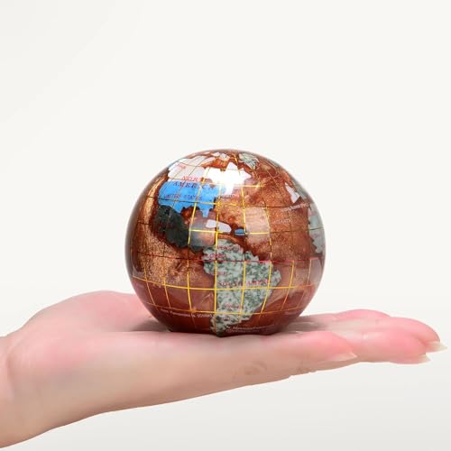 KALIFANO 3" (Gemstone Globe Paperweight with Copper Color Opalite Ocean Color