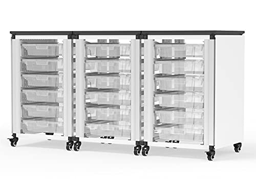 LUXOR MBS-STR-31-18S Modular Classroom Storage Cabinet - 3 Side-by-Side modules with 18 Small Bins