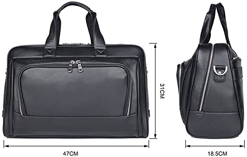 XIXIDIAN Mens Genuine Leather Laptop Briefcase Shoulder Bag Messenger Handbag Crossbody Business Computer Case Satchel School Rucksack 17 inches Laptop Bag(Size:47x18.5x31cm) (Color : Black)