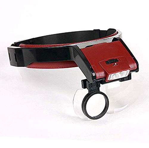 EUQKKWLOY Hands Headband Magnifier with Light -1X to 4.5X Zoom with 5 Detachable Lenses-Head Mounted Head Magnifying Glasses with Light for Reading,Jewelry Fashionable