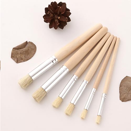 FENOKD Stencil Brush 6 Pcs Wooden Stencil Brushes for Acrylic Painting Stipple Template Brush 3 Sizes for Crafting Art Paint Crafts Project