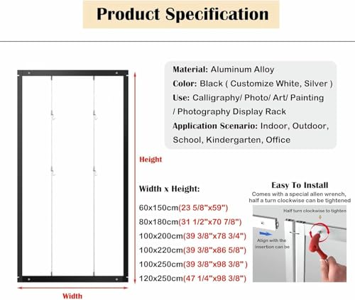 XDRGOOIUY Picture Hanging Exhibition Display Stand with Stable Base, Freestanding Double-Sided Painting Show Rack for Art Gallery, Craft Fair, Booth