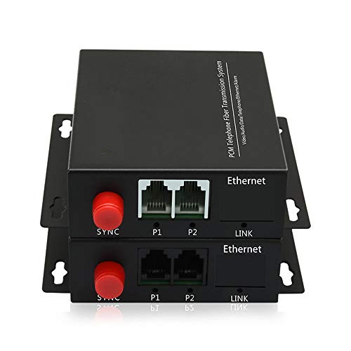 Jeirdus 1Pair 2 Channel PCM Voice Telephone Fiber Optical Media Converters Extender Adapter Single Mode FC Fiber Optic Port Caller ID FAX
