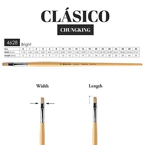 Escoda Clasico Series 4628 Long Handle Artist Oil & Acrylic Brush, 26, Bright