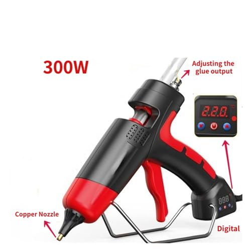 Hot Glue Gun, Hot Silicone Gun, 300W Melt Glue, Digital Display, Temperature Adjustable Copper Nozzle, 11mm Pens, DIY Tool,cordless hot glue gun(300w-digital-y,Large)