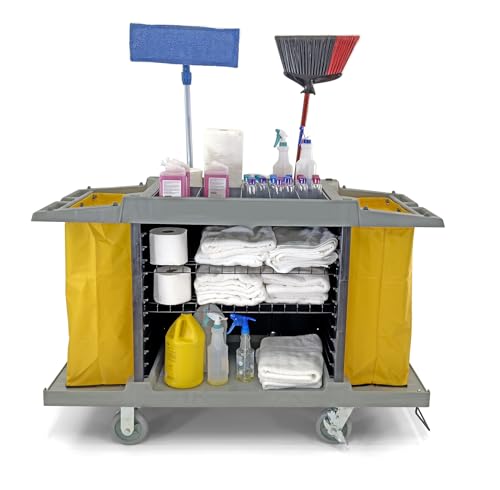 Hotel Cart Housekeeping Room Service Cart H 39" x L 60" X W 21" (Gray)