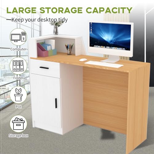 UxxStore Reception Desk with Drawer Storage Lockers, Front Desk Reception Counter Table, Modern Checkout Counter for Store, Reception Room Tables for Salon, Hotel, Cafe-Easy Assembly