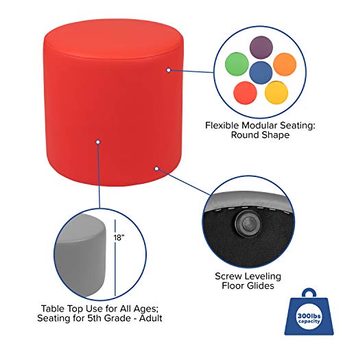 Classroom Essentials Soft Seating Flexible Circle for Classrooms and Common Spaces - 18" Seat Height (Red)