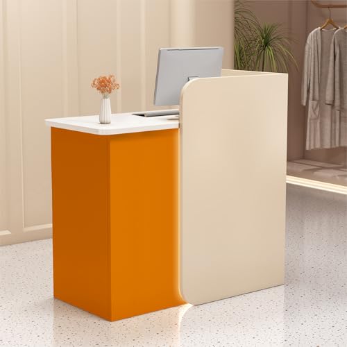 UxxStore Wooden Reception Desk with Drawer Storage, 60-220cm Front Desk Reception Counter Table, Modern Checkout Counter for Salon, Offices, Store, Hotel, Front Counter Retail Reception Room Tables