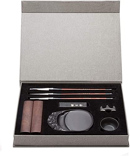 BINGWANG Chinese Calligraphy Brush Brush pens Calligraphy pens Set - Ink Stone + Writing and Painting Brush + Ink Block + Paperweights + Pen Rack + Water Bowl for Calligraphy Beginners Brushes