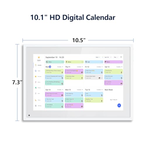 Digital Calendar, 10.1 Inch Smart Electronic Desk Calendar & Chore Chart, Touchscreen Interactive Display for Family Schedules with Meal Planner & Picture Frame & Lists