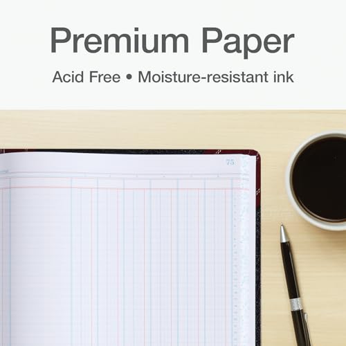 Boorum & Pease Series Columnar Book, 6 Column, 150 Page, Black/Red (1602 1/2-150-6)
