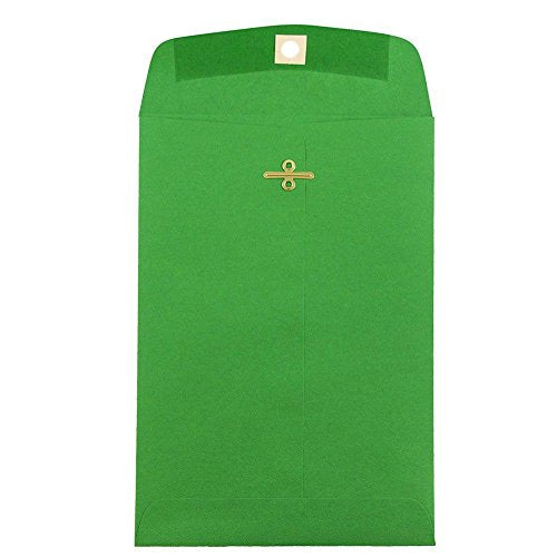JAM PAPER 6 x 9 Open End Catalog Colored Envelopes with Clasp Closure - Green Recycled - Bulk 250/Box