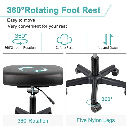 Lilithye Footrest Stool Under Desk Adjustable Height and Tilt Angle, Black