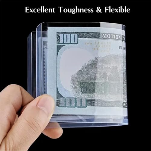 60Pcs Clear Hard Plastic Currency Sleeves 173x75mm Bill Holder Protector Case