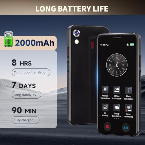 Language Translator Device No WiFi Needed Traductor for Business Travel Study, Instant Pocket AI Translator, traductor de Ingles español, Support 150 Languages Real-TimeVoice Translation,
