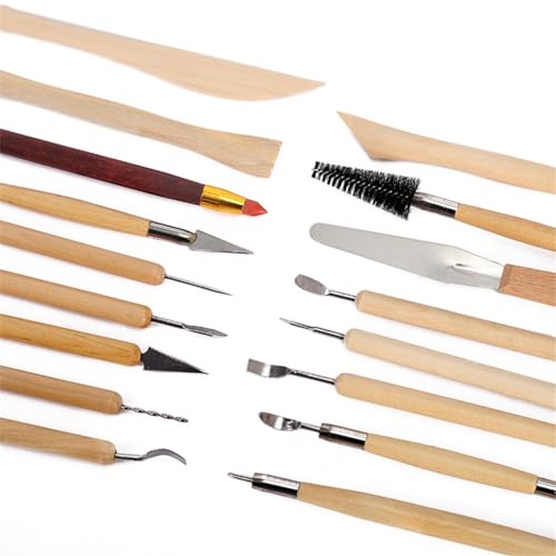 QVEZPRYX 42-piece Ceramic Tool Polymer Stone Sculpting Punch Silicone Pen Multi-Purpose Clay Set
