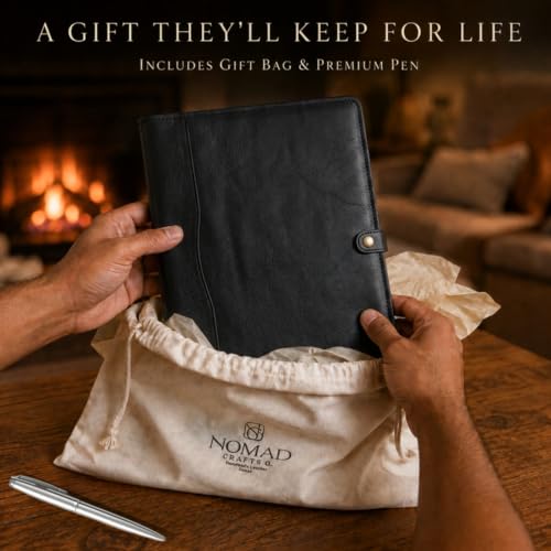 Leather Portfolio - Professional Portfolio Organizer, Resume Folder, Leather Padfolio for Men and Women, Business Portfolio with cardholder, Portfolio Folder - Leather Folder