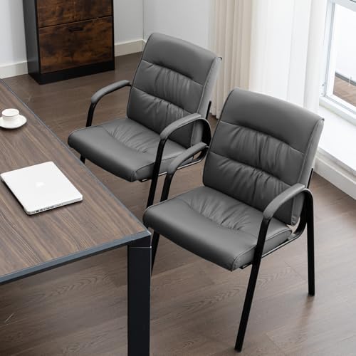 BoisKom Big&Wide Office Guest Reception Chairs Set of 2, Conference Room Chairs Waiting Room Chairs, Modern Leather Office Desk Chair No Wheels
