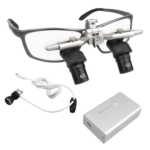 Shogoody 4 X Ergo Loupes 5W LED Light Ergonomic Binocular Magnifier 350-450mm High Brightness Adjustable