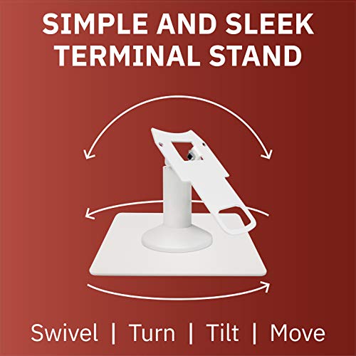 DCCStands Freestanding Swivel and Tilt Clover Mini/Clover Mini 3 Terminal Stand with Square Plate - Low Profile, White