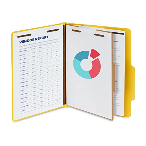 Blue Summit Supplies 10 Yellow Classification Folders, 1 Divider, Letter
