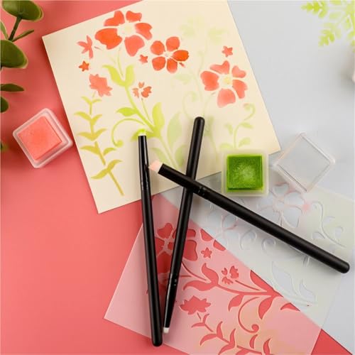 Blending Brushes for Card Making 30pcs Mini Detailed Blending Brushes for Ink Painting Fine Areas Intricate Stencils Cards Making 8/6/4mm(Angled)