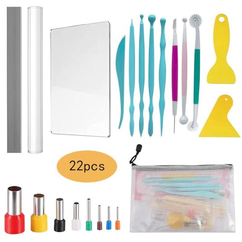 UOHLCX Polymer Clay Auxiliary Tools 22-piece Manual DIY Plate Action Figure Cutting molds Set