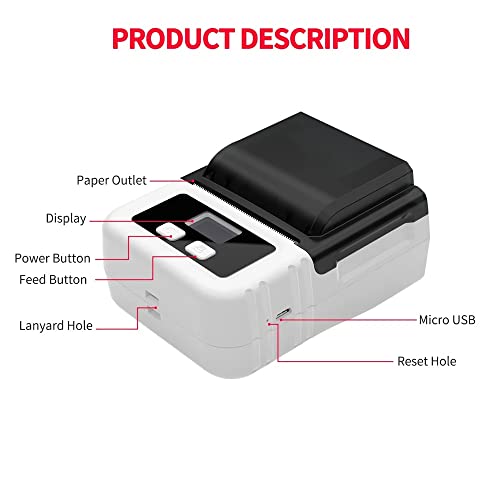 HBCDAAQ Thermal Printer Handheld Label Printer Support 20-50mm Paper Width Multiple Language Print Use with APP(D)