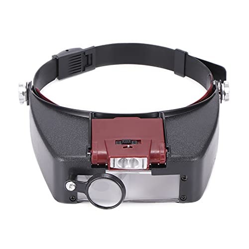 Head Magnifier Glasses,Headband Magnifyiglass 10X Headband Magnifier Glasses Helmet Style Loupe Lens Lights Loupe Microfor Repaiwatch Jewelry Reading