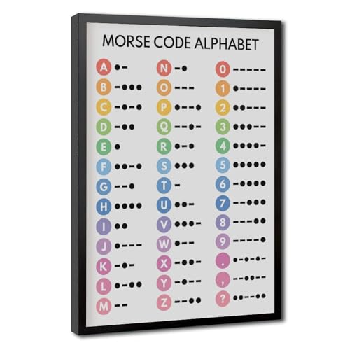 wangpaihui MORSE CODE POSTER Morse Alphabet Chart for Homeschool Classroom Poster Educational Canvas for Classroom School Therapy Room Black Frame24 L X 36" W